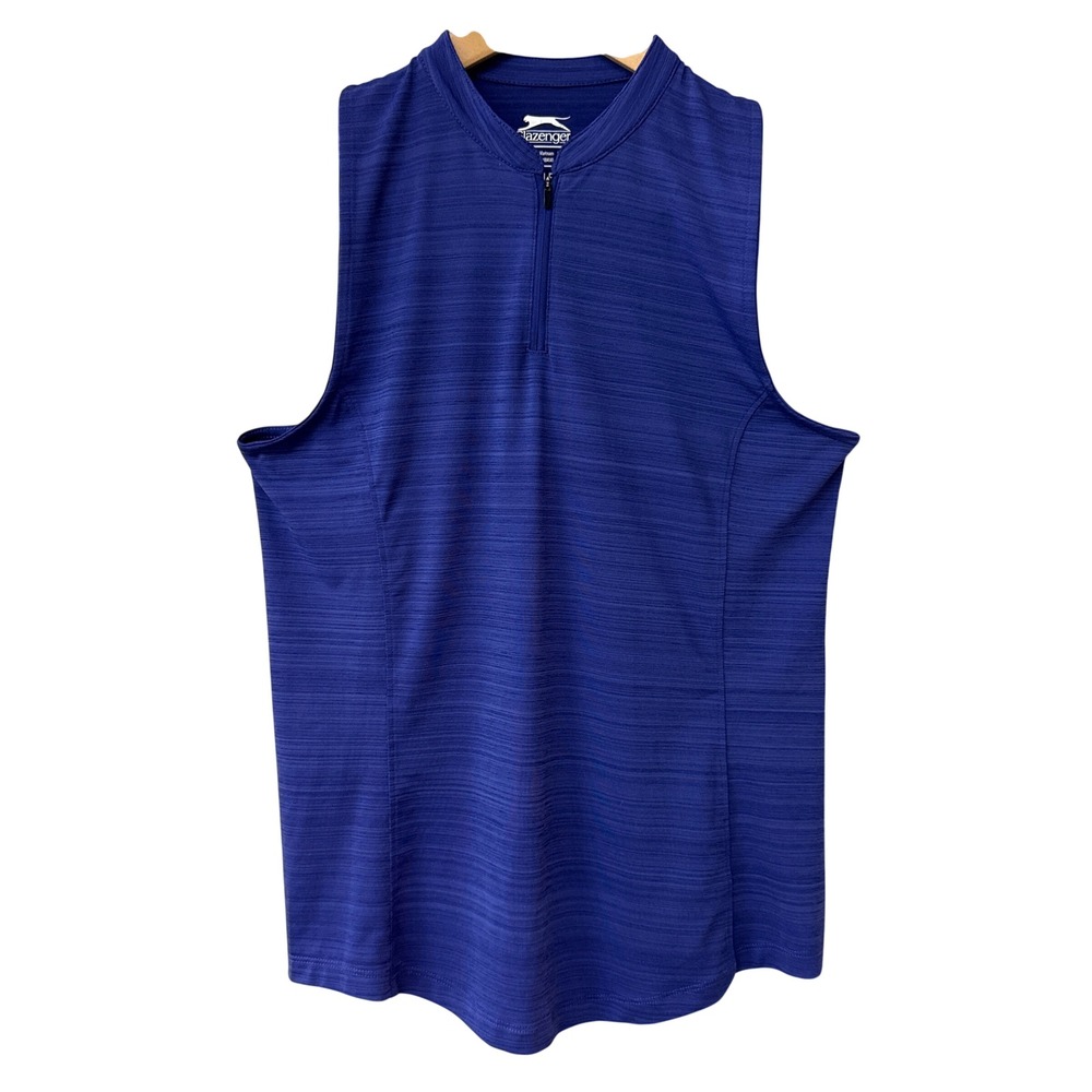 Slazenger Golf Women Quarter Zip Sleeveless Racerback Polo Top XS Royal Blue